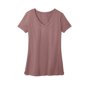 Nouveau style de t-shirt pour femmes à col en V, tissu extensible léger, manches courtes, haut décontracté, fabricant de vêtements OEM, fournisseur en gros - Product Image 2