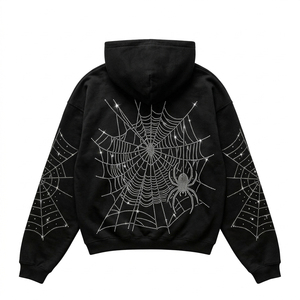 Sweat à capuche pour homme noir gothique à strass, motif animalier scintillant, style hip-hop, le plus vendu - Product Image 3