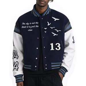 Custom <b>Varsity</b> <b>Jacket</b> Manufacturer Heavyweight Fabric Custom OEM <b>Men's</b> Oversized <b>Bomber</b> Baseball <b>Varsity</b> <b>Jackets</b> for <b>Men</b> - Product Image 3