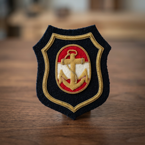 Parche de tela bordado personalizado para bolsillo de blazer y insignia de gorra con ancla y corona de laurel, para coser en uniformes y prendas. - Product Image 6