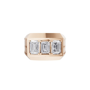 Aarinya Bold Modernist Lab-Grown Diamond Filled Emerald-Cut Men's Luxury Engagement Anniversary Party Power Ring Heavy-Gauge 14K - Product Image 2