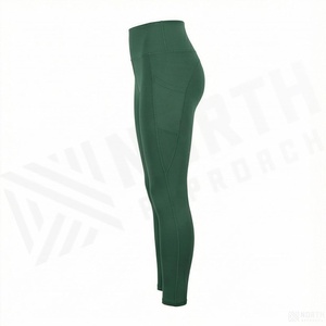 High Waist Full Length <b>Women's</b> <b>Leggings</b> Solid <b>Green</b> Seamless Stretch Knitted Yoga Pants All Seasons Comfortable Fit - Product Image 3
