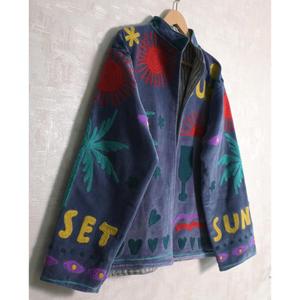 Indian Handmade <b>Velvet</b> Suzani <b>Jacket</b> Embroidery Boho Long Sleeve Designer <b>Women</b> Ethnic Outerwear - Product Image 4