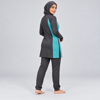 Ensemble Burkini Modeste 3 Pièces pour Femmes, avec Capuche, Dentelle, Imperméable, Respirant, Couleur Noire Unie