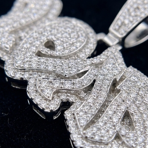 Custom Iced Out Name <b>Pendant</b> with <b>Initial</b> Letter Loop High End Finishing in 925 <b>Silver</b> Diamond Jewellery for Unisex - Product Image 3
