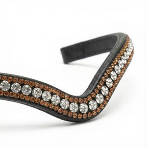 Frontal en cuir pour cheval orné de cristaux et de strass, style anglais, et articles d'équitation de course - Product Image 3