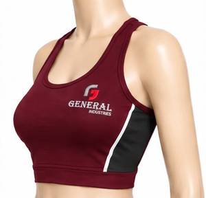 General Industries Sujetador deportivo con cuello redondo color granate para mujer, top sin mangas transpirable con bloques de color - Product Image 3
