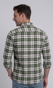 Camisa Enovate a Cuadros, Doble Botonadura, Manga Larga, Corte Regular, Casual, Unisex, Transpirable, de Algodón Tejido para Verano - Product Image 3
