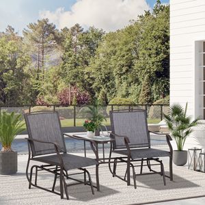 Dondolo a 2 Posti Grigio da Esterno con Sedie Indipendenti e Tavolino Centrale, Dondolo da Giardino in Alluminio per Soggiorno e Patio - Product Image 2