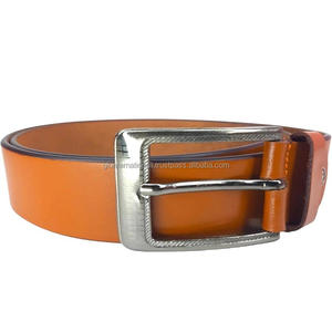 Handcrafted Quality Workmanship Custom Made <b>Tan</b> Genuine Leather Casual <b>Belt</b> with Designer Single Prong Zinc Buckle - Product Image 1