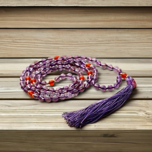 Améthyste Hindu Mala Perles Gemstone Tassel Necklace Spiritual Mala Necklace Handmade Gemstone Jewelry Necklace Gift - Product Image 1