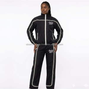 Conjunto cortavientos personalizado con logo, conjunto de chándal para correr, conjunto de cortavientos de nailon oversize para mujer con media cremallera - Product Image 6