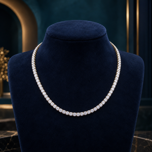 Elegante Collar de Tenis con Diamantes Naturales de 22 Pulgadas |   Joyería Fina de Oro Blanco Sólido de 14K, 0.15CT, 3.5MM, Corte Brillante, Certificado IGI - Product Image 1
