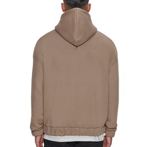 Sweat à capuche zippé pour homme, personnalisable, en coton épais 100%, coupe ample, style streetwear hiver, avec logo imprimé en relief - Product Image 6