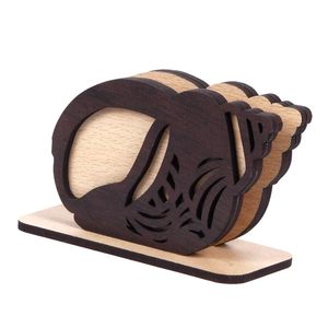 Coastal Wooden Napkin Holder Conch Shell Round Shape Novelty Design Handmade Basswood Tabletop Decor <b>Kitchen</b> Dining Accessory - Product Image 3