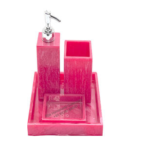 Modern 4-Piece Bathroom Accessory <b>Set</b> Glossy Marble Finish Resin Products Eco-Friendly <b>Soap</b> Dispenser Tumbler Tray Accessories - Product Image 6
