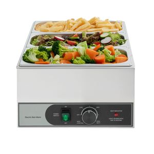 Scaldavivande Elettrico Commerciale 1200W in Acciaio Inox, Riscaldamento Rapido, da Banco, per Buffet, Bain Marie, Controllo Manuale della Temperatura, Tre Scomparti - Product Image 1