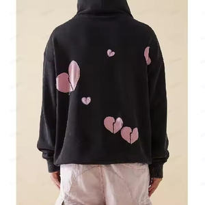 เสื้อฮู้ดดี้ทรงโอเวอร์ไซส์ผ้าเฟรนช์เทอร์รี่คุณภาพสูง แบบครอปสำหรับทุกเพศ พิมพ์ลาย ปักลาย ตกแต่งด้วยงานแอพพลิเคชั่น รับสั่งทำเสื้อฮู้ดดี้ - Product Image 2