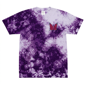 Camiseta de punto para hombre, oversize, transpirable, de algodón/fibra de bambú, con estampado tie-dye a rayas, cuello redondo, manga corta, informal, con logo frontal, 260g - Product Image 2