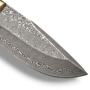 Couteaux de chasse artisanaux en acier Damas à motif complexe, avec lame en acier et manche en os sculpté, et protège-doigts, pour le camping en extérieur - Product Image 5