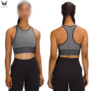 Ropa de yoga ecológica de color gris, el mejor proveedor, servicio OEM, ropa deportiva para gimnasio, sujetador de compresión de nailon y spandex. - Product Image 6