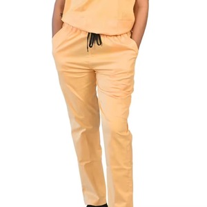 Women's <b>Scrub</b> Set Orange Short Sleeve Top With Pockets And Drawstring Pants Hospital Uniform Woven Cotton Polyester Blend - Product Image 6