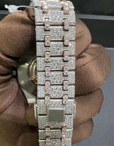 นาฬิกาเพชรโมอิสซาไนต์คุณภาพดีที่สุด แบบสองสี VVS  ตกแต่งเพชรเต็มเรือน ทองคำขาวและโรสโกลด์ ระบบอัตโนมัติ ETA ราคาขายส่ง - Product Image 5