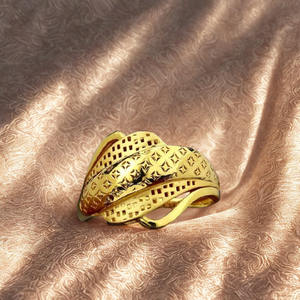 Gold Plated Flower <b>Ring</b> for Women | Two-Tone Floral Leaf Design | Luxury Indian Engagement <b>Finger</b> Jewelry - Product Image 3