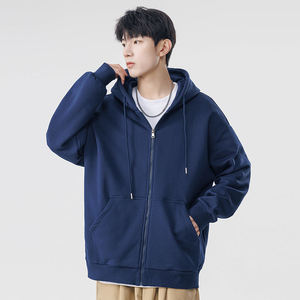 Men Essential Zip Front Hoodie Premium Cotton Blend Hooded Sweatshirt Relaxed Streetwear Casual Daily Outerwear - Product Image 3
