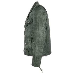 แจ็คเก็ตหนังแท้ 100% สไตล์วินเทจสำหรับผู้ชาย แบบ Crackered Waxed Leather Biker Jacket ยี่ห้อ Brando แบบซิปไขว้ สไตล์นักขี่มอเตอร์ไซค์ ซิป YKK - Product Image 4