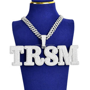 Wholesale Luxury Iced Out Custom Block Name Pendant Heavy Cuban Link <b>Chain</b> Pass Diamond Tester Moissanite pendant - Product Image 1