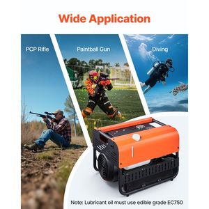 Compressore d'aria PCP 4500PSI/30Mpa per bombole subacquee con arresto automatico, doppio cilindro, industriale, costruzione robusta - Product Image 6