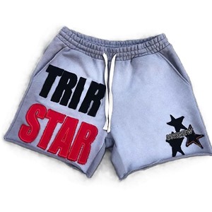 Short streetwear homme 2026 personnalisé, effet vieilli, broderie patchwork, en tissu éponge délavé soleil, motif uni et méthode de tissage non-tissé - Product Image 2