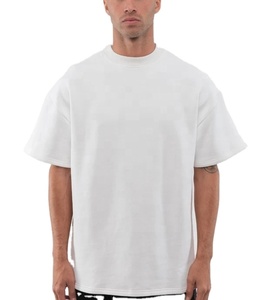 T-shirts personnalisés 2026 100 % coton à épaules tombantes pour hommes – Qualité supérieure, col montant uni, coupe courte, épais, ample et oversize à col rond - Product Image 2