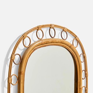 Miroir mural en rotin en forme d'arche, style bohème, miroir décoratif fait main pour chambre à coucher, salon, fabriqué au Vietnam - Product Image 2