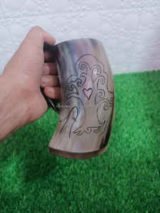 Noorbaba personalizado grabado vikingo bebiendo cuerno taza mejor calidad pulido Shell cuerno de búfalo náutico Animal estilo artesanías naturales - Product Image 3