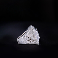 Bague personnalisée avec initiale en argent sterling 925, entièrement sertie de moissanite, grande bague signet carrée, bijoux hip-hop pour hommes