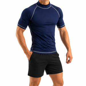 Men's Eco-Friendly Gym <b>Compression</b> <b>Shirt</b>-Short Sleeve Polyester/Nylon Custom Front Logo Quick Dry Anti-Bacterial UPF50+ - Product Image 4