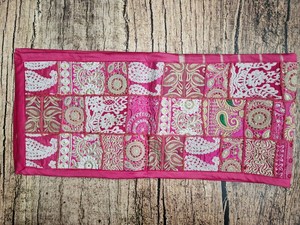 Bohemian Printed Table <b>Runner</b> Pink Paisley Pattern Polyester <b>Washable</b> Home Decor India Made - Product Image 1