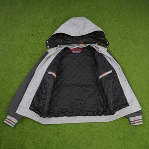 Wholesale custom design breathable cotton fleece baseball varsity <b>jackets</b> with hood oversized winter warm quilted lining <b>jackets</b> - Product Image 5