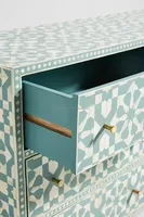 Commode à 9 tiroirs en incrustation d'os de style marocain, buffet en incrustation d'os vert, meubles en incrustation d'os, commode en incrustation d'os