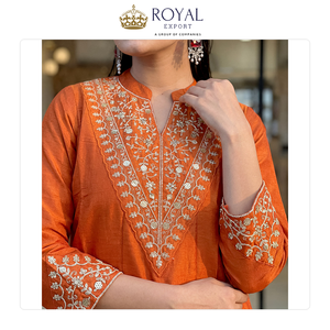 ชุดคุर्ติผ้าไหม CP Vichitra งานปักและประดับด้วย Gotta Patti คอลเลคชั่นเสื้อผ้าชาติพันธุ์ปากีสถาน ดีไซน์สวยงาม - Product Image 5