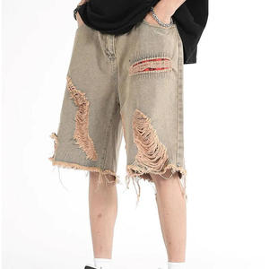 Pantalones Baggy de Felpa Francesa con Efecto Desgastado y Lavado Ácido, Estilo Urbano, Fabricados en Fábrica, Ligeros, con Dobladillo Deshilachado y Efecto Descolorido por el Sol, Color Liso - Product Image 5