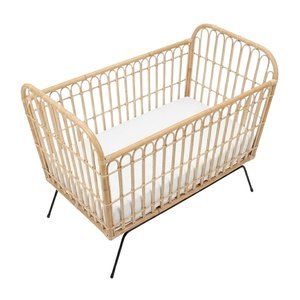 Luxury Rattan Baby Cot Steel Leg Nursery Room Toddler Kids Furniture Wholesale Factory Price High Quality Hot Sale Cheap - Product Image 2