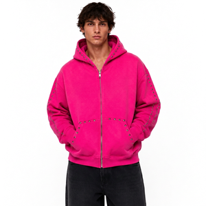 Sweat-shirt à capuche personnalisé pour homme, en molleton épais, coupe oversize, style streetwear, avec finition vieillie, pour les marques de mode - Product Image 1