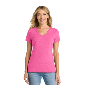 Fabricante de Camisetas con Cuello en V para Mujer, Tela Jersey Ligera, Manga Corta, Camiseta Básica, Proveedor Mayorista OEM - Product Image 1