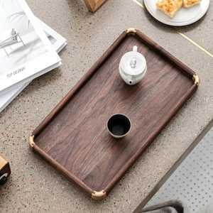 Handcrafted <b>Walnut</b> Wood Serving Tray with Brass Corners Personalized Housewarming Gift Rustic <b>Coffee</b> <b>Table</b> Tray - Product Image 2