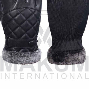 Gants de conduite en cuir véritable, gants d'hiver fantaisie en cuir de vachette et peau de mouton, compatibles écran tactile - Product Image 4