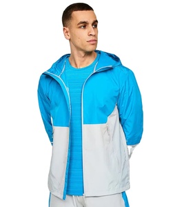 Ensemble de survêtement coupe-vent personnalisé OEM pour hommes, ensemble short deux pièces avec fermeture éclair et jogging à capuche, vêtements imperméables - Product Image 2