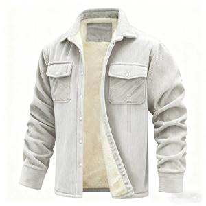 แจ็คเก็ตคอร์ดูรอยผู้ชายแบบ OEM สั่งทำพิเศษ ผ้าฝ้าย 100% อุ่นสบายสำหรับฤดูหนาว โลโก้ด้านหน้า สไตล์ไฮสตรีท แจ็คเก็ตวาร์ซิตี้ แบรนด์ส่วนตัว ขายส่ง - Product Image 3